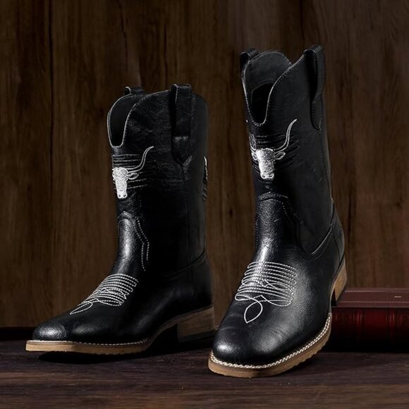 NEW! Western Men\'s Boots Vegan/Genuine Leather with Classic Patriot Pull On Boot main image 4